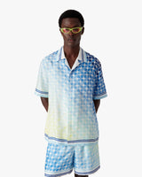 Gradient Tennis Tile Short Sleeve Silk Shirt