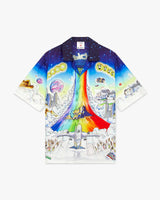 Solid Grooves Short Sleeve Silk Shirt