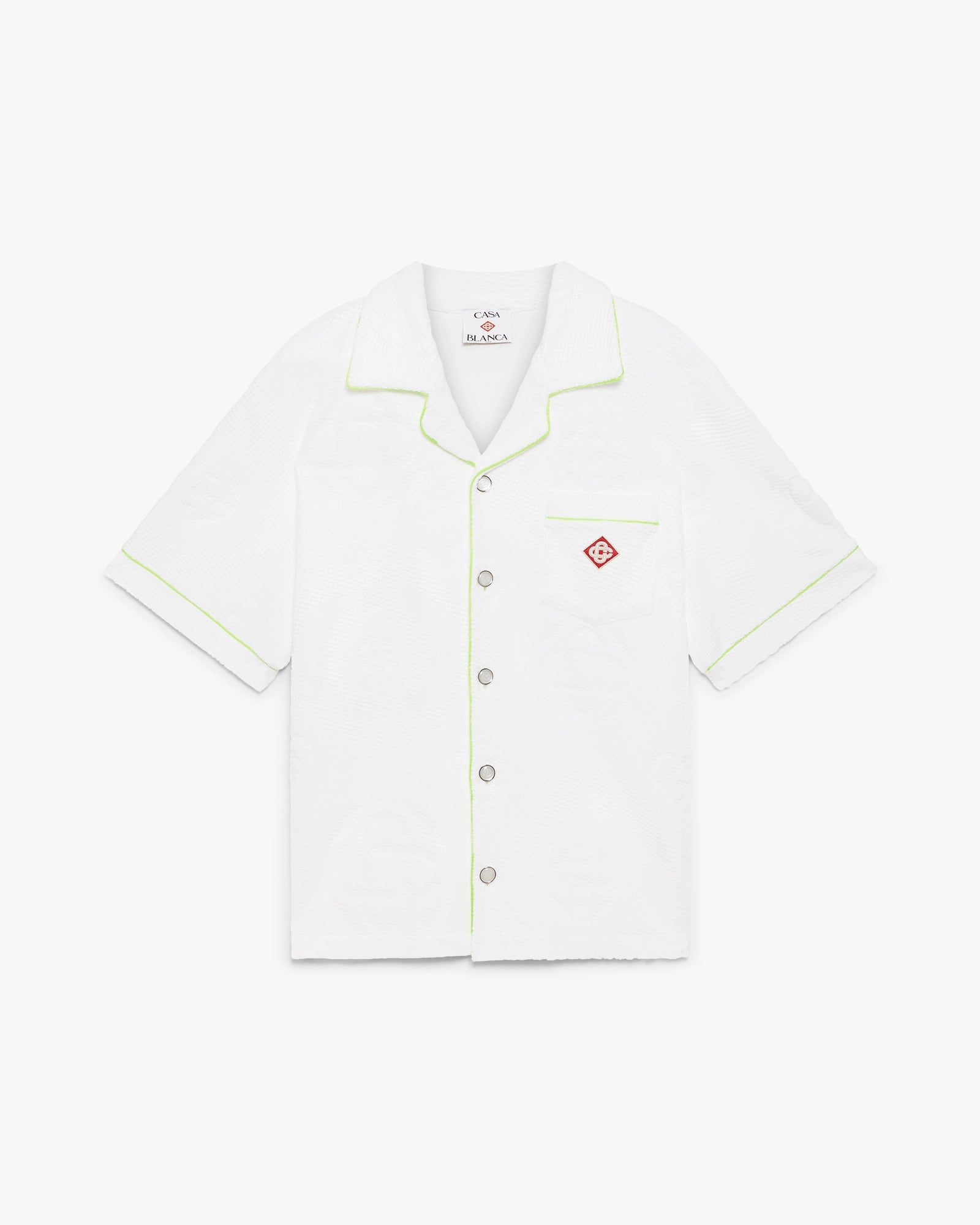 White Towelling Monogram Short Sleeve Shirt