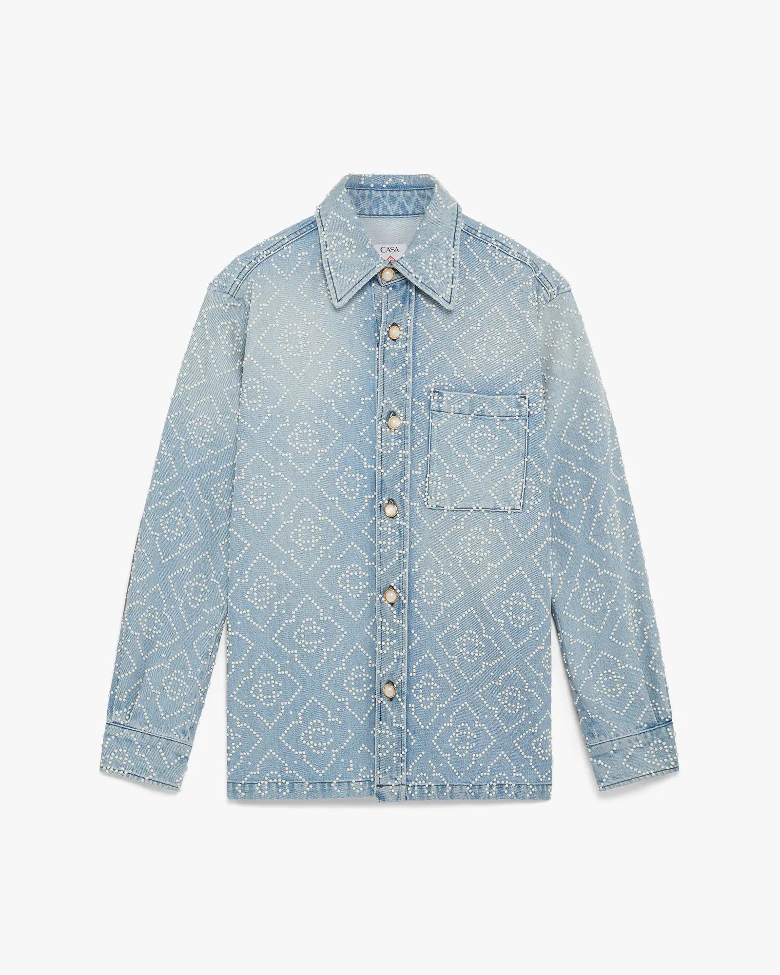 Pearl Monogram Long Sleeve Denim Shirt