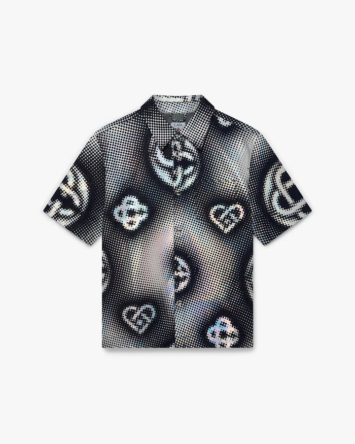 Pearlescent Monogram Short Sleeve Denim Shirt