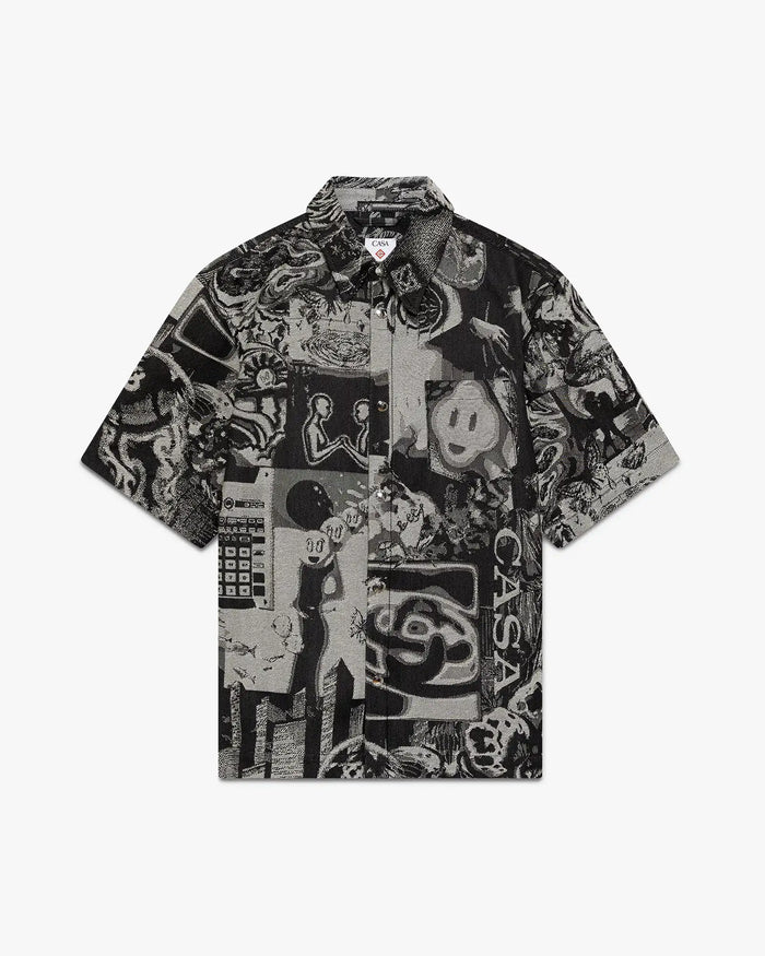 Rave Collage Short Sleeve Denim Shirt