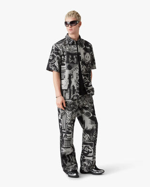 Rave Collage Short Sleeve Denim Shirt