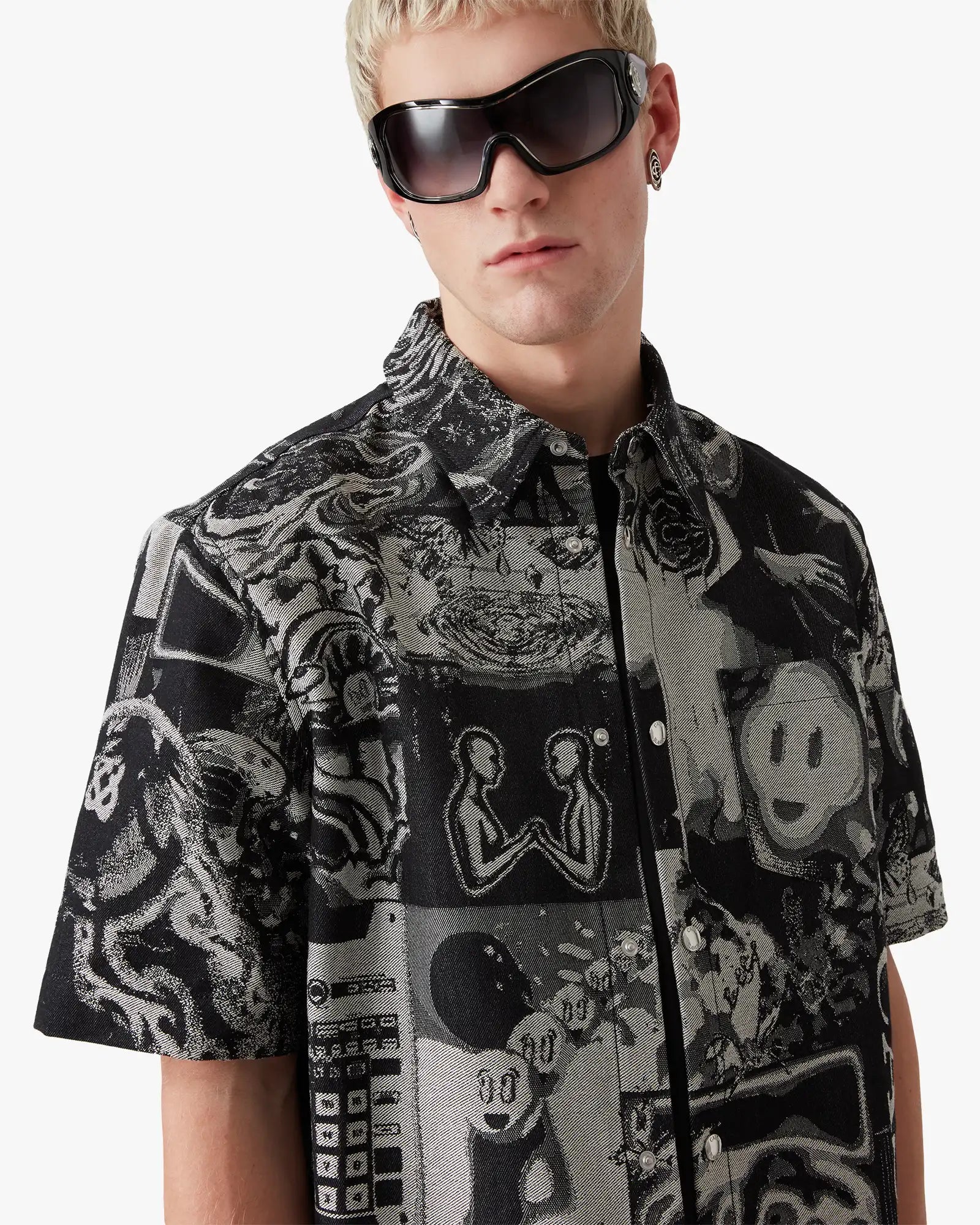 Rave Collage Short Sleeve Denim Shirt