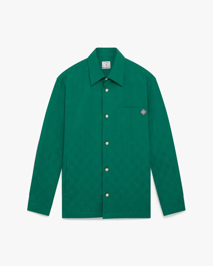 Green Pique Monogram Long Sleeve Shirt