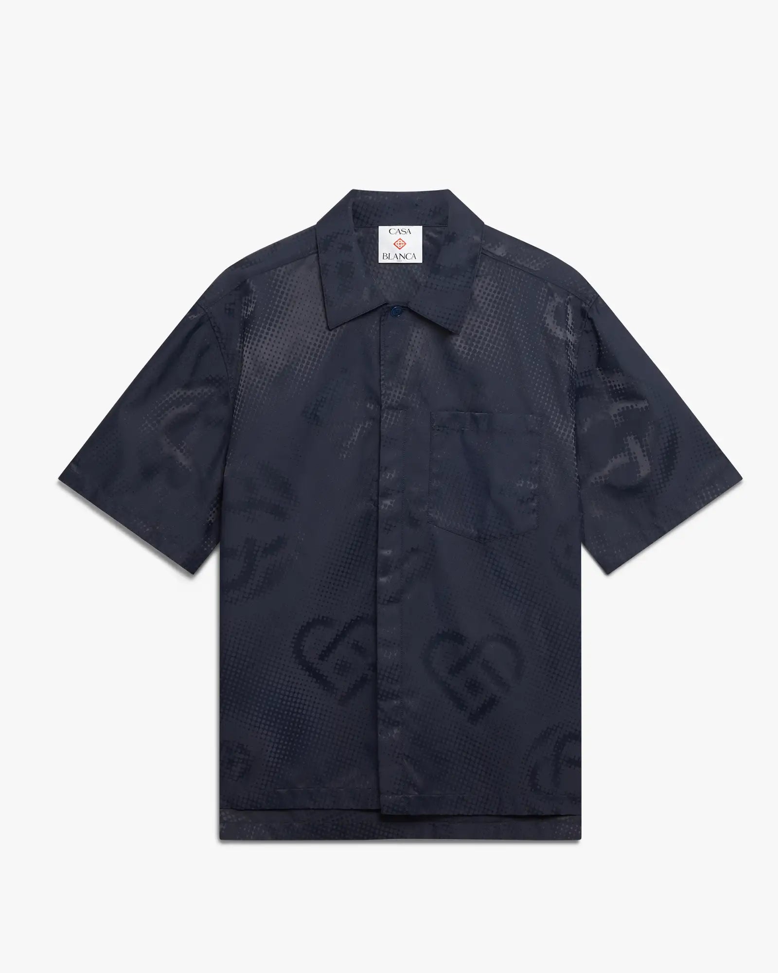 Navy Half Tone Monogram Short Sleeve Shirt