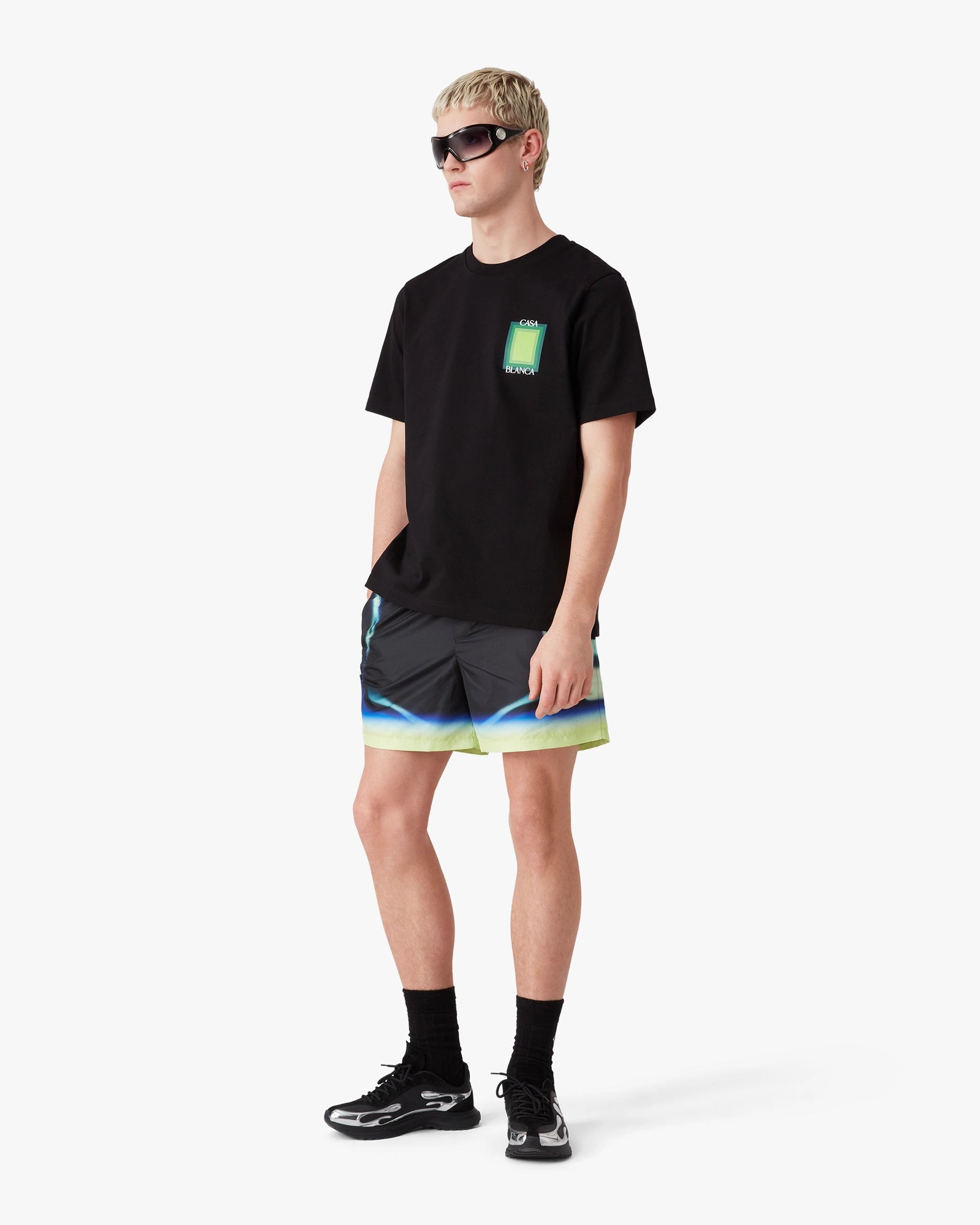 Black Sporchid Printed Swim Shorts
