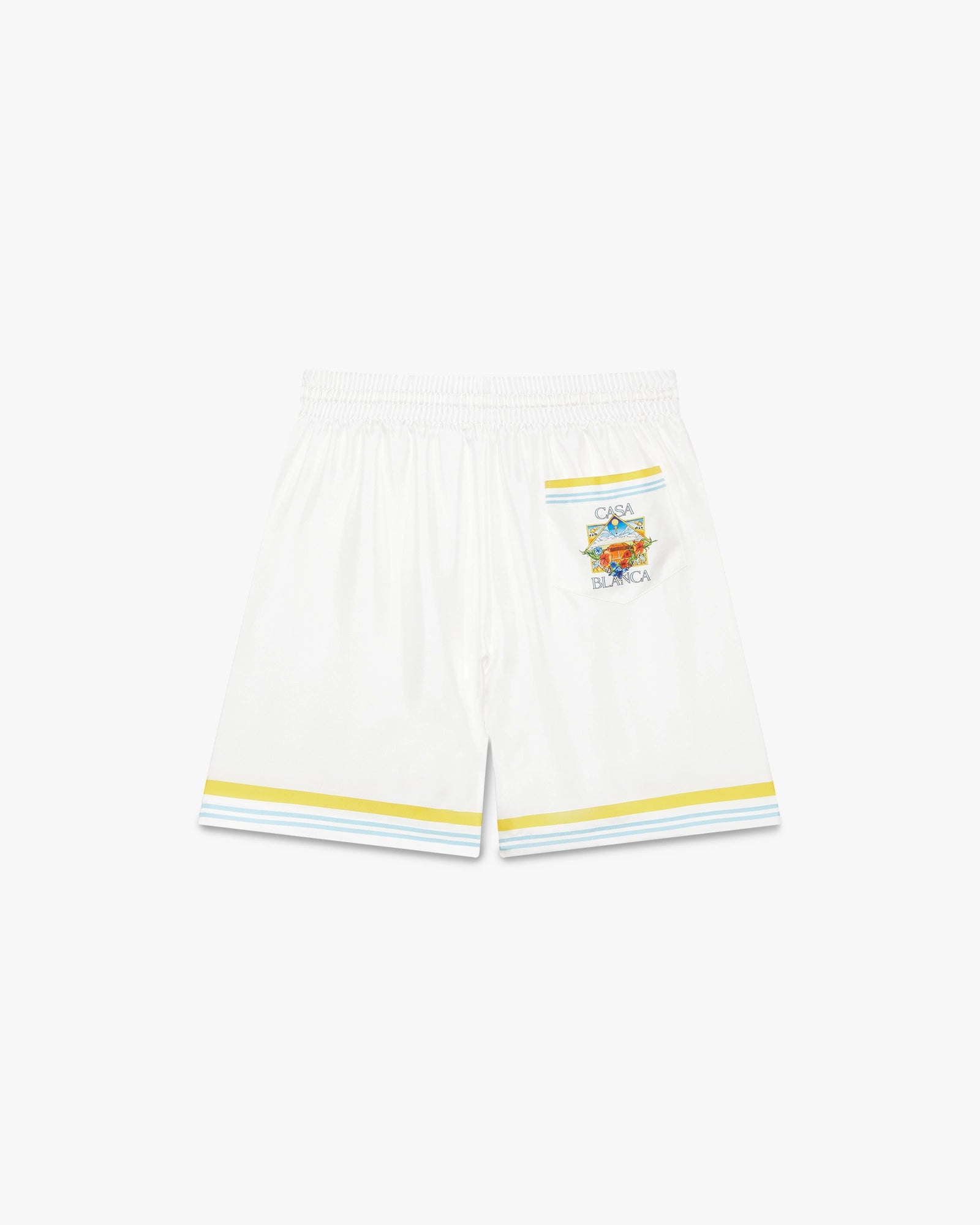 White Tennis Landscape Silk Shorts