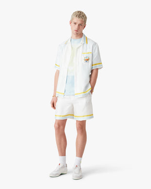 White Tennis Landscape Silk Shorts