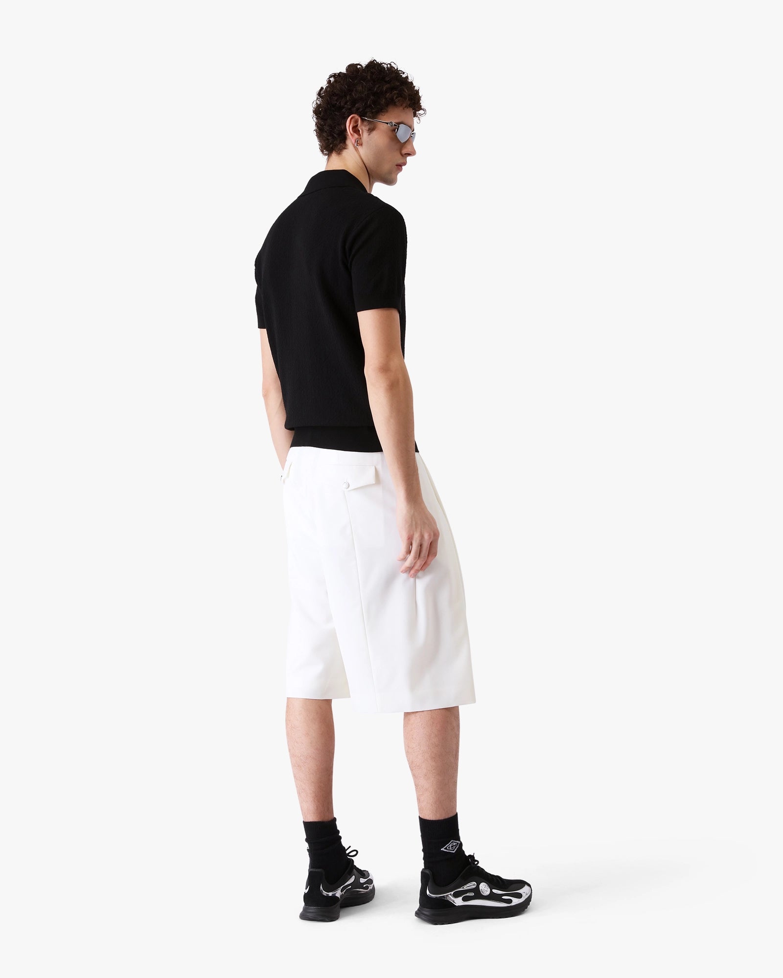 White Pleated Baggy Shorts