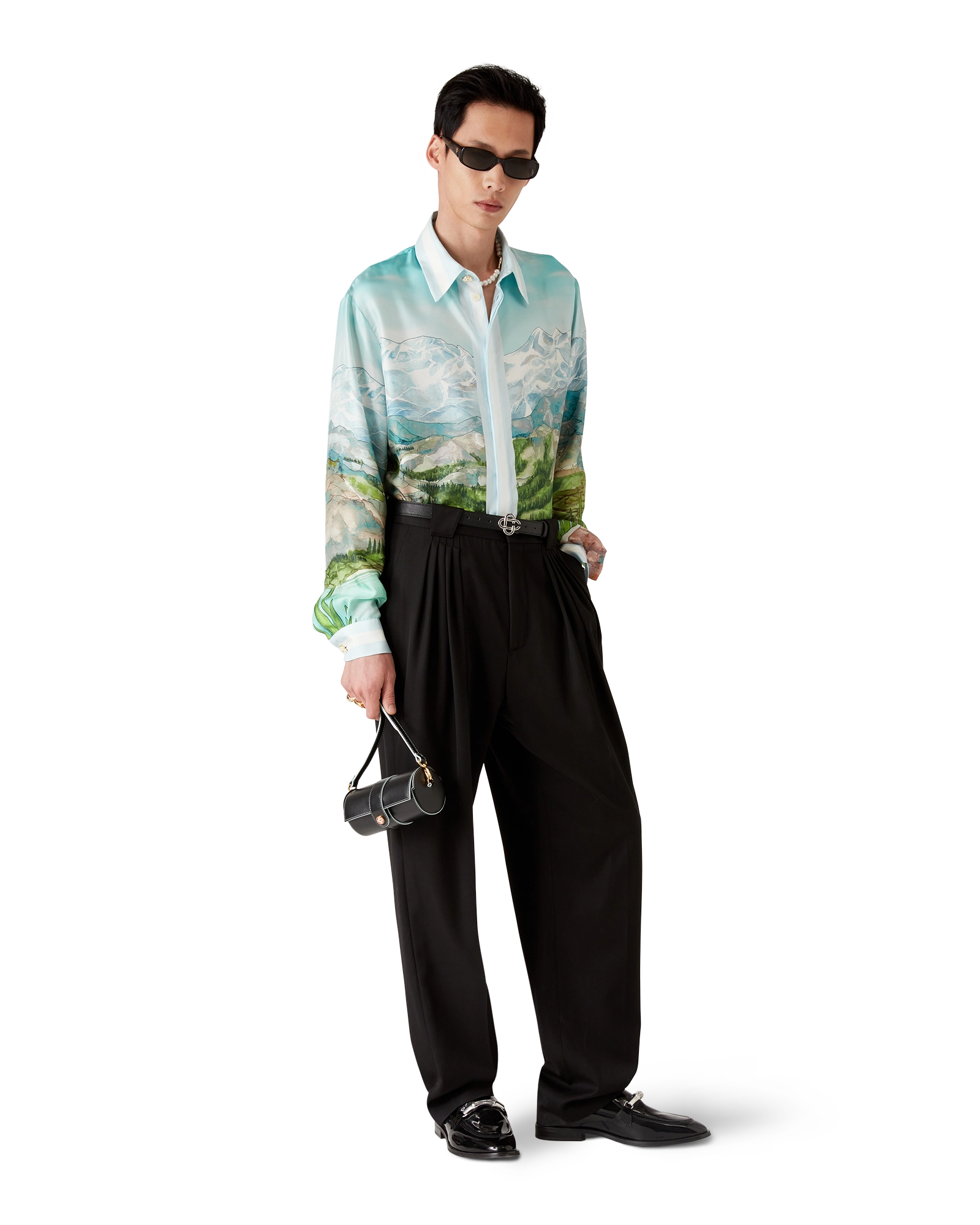 Dalmatian A La Montange Long Sleeve Silk Shirt