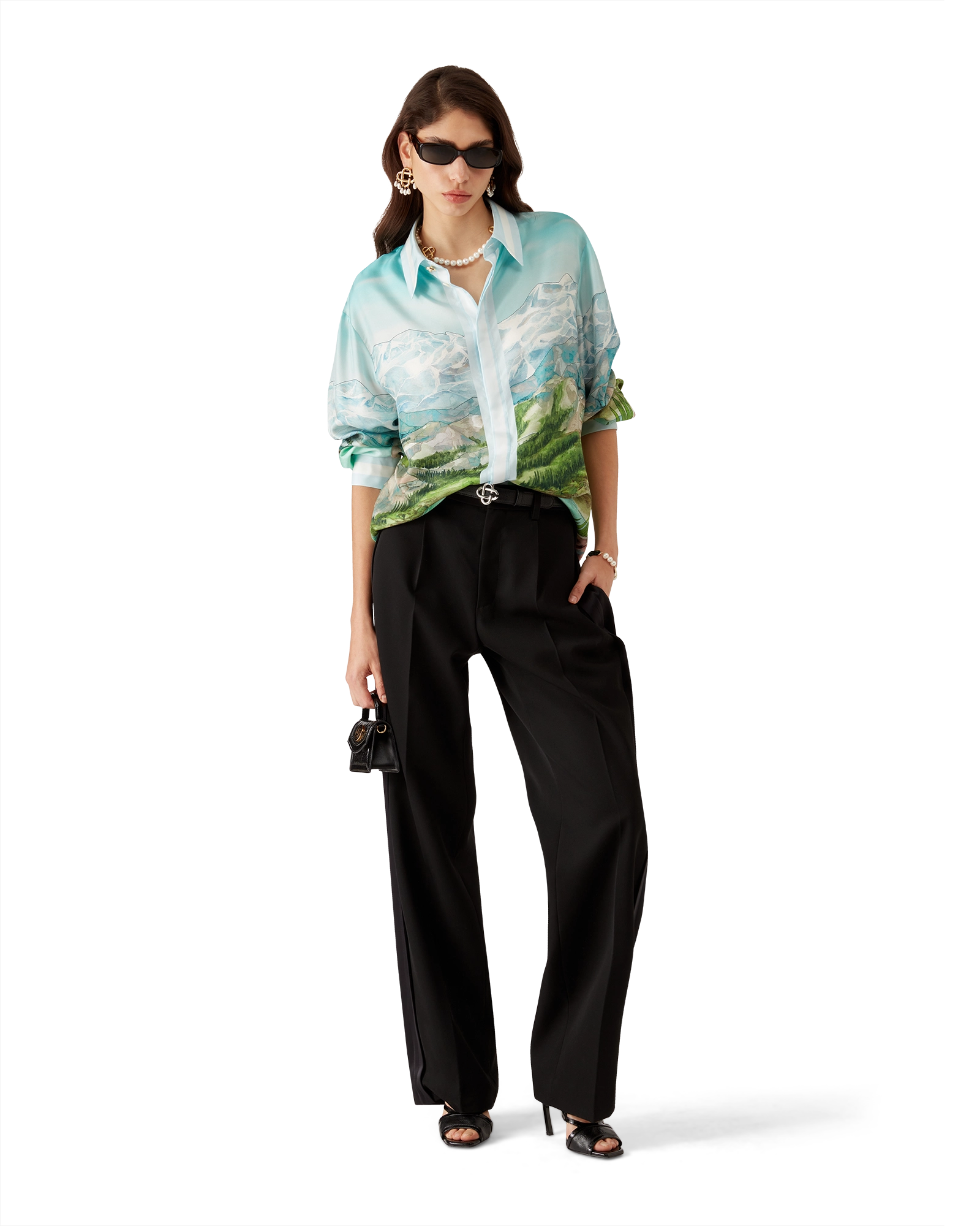 Dalmatian A La Montange Long Sleeve Silk Shirt