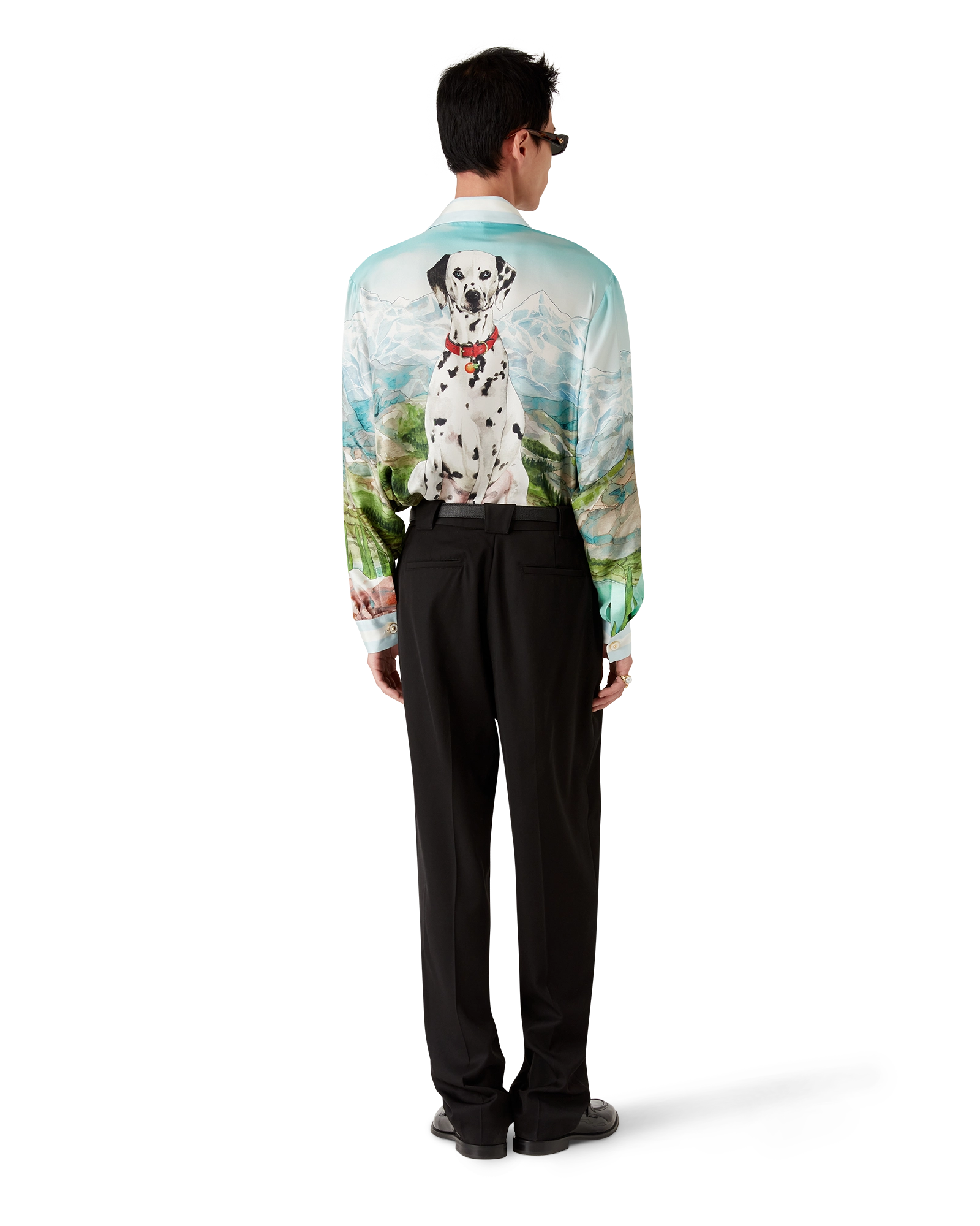 Dalmatian A La Montange Long Sleeve Silk Shirt