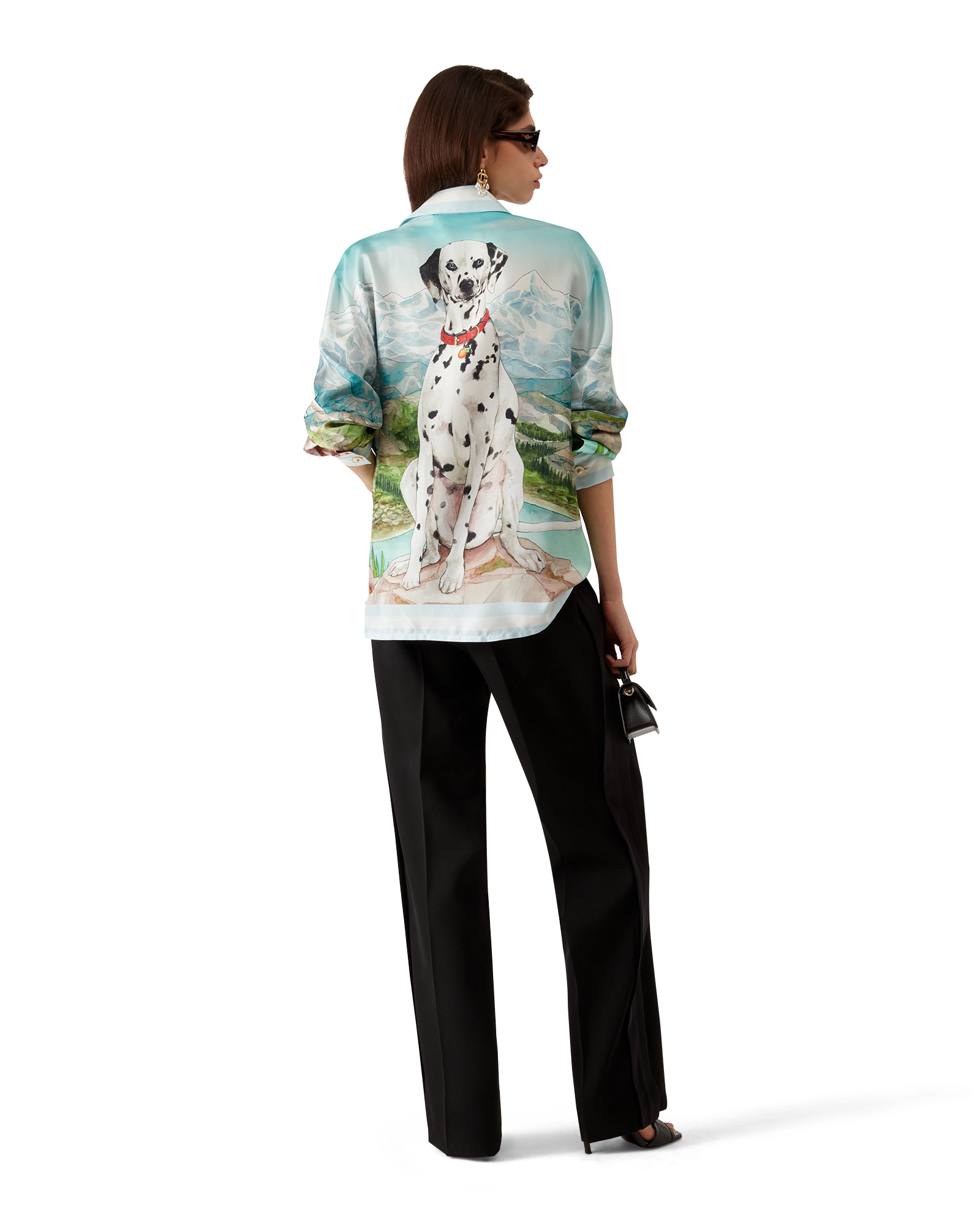 Dalmatian A La Montange Long Sleeve Silk Shirt
