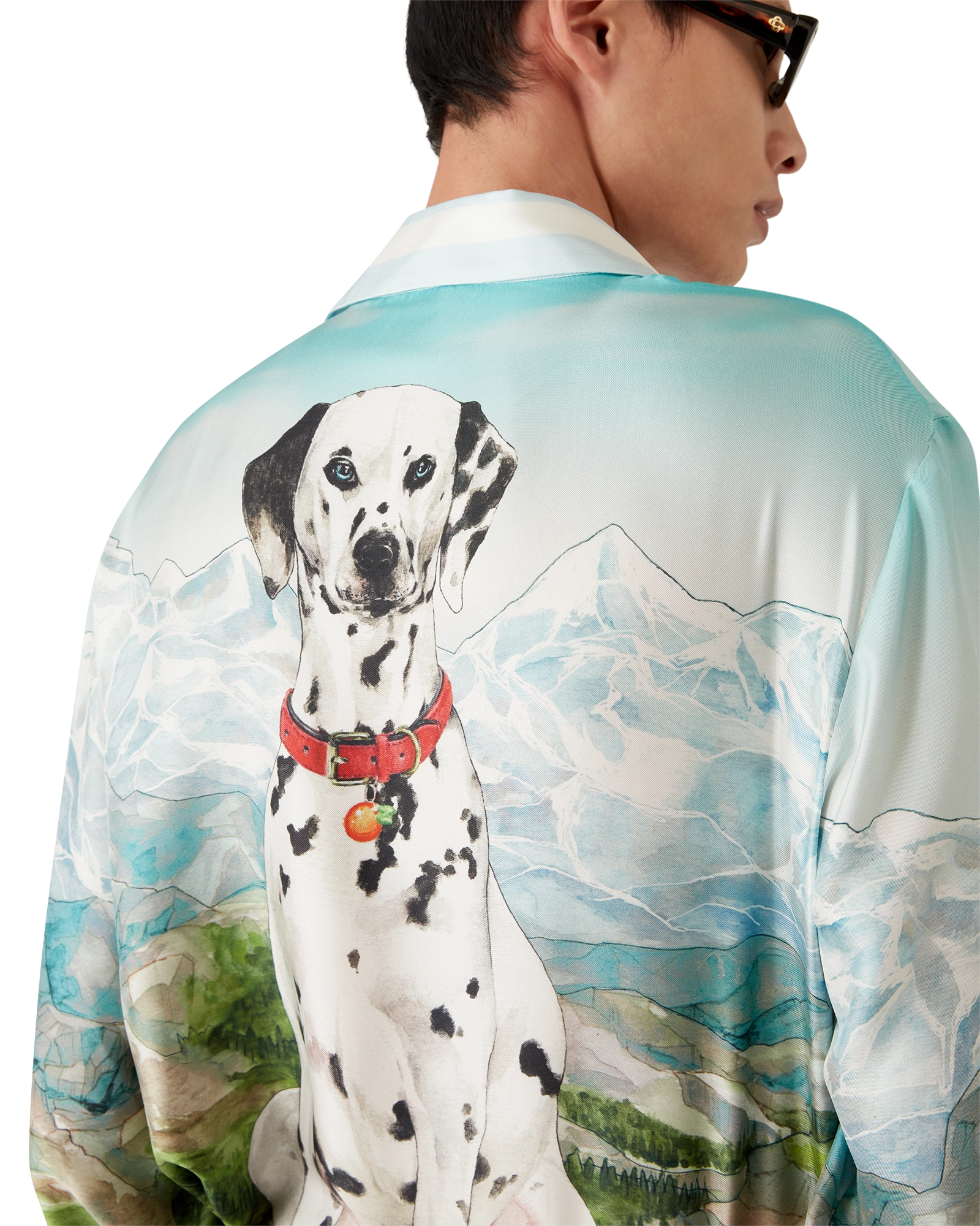 Dalmatian A La Montange Long Sleeve Silk Shirt