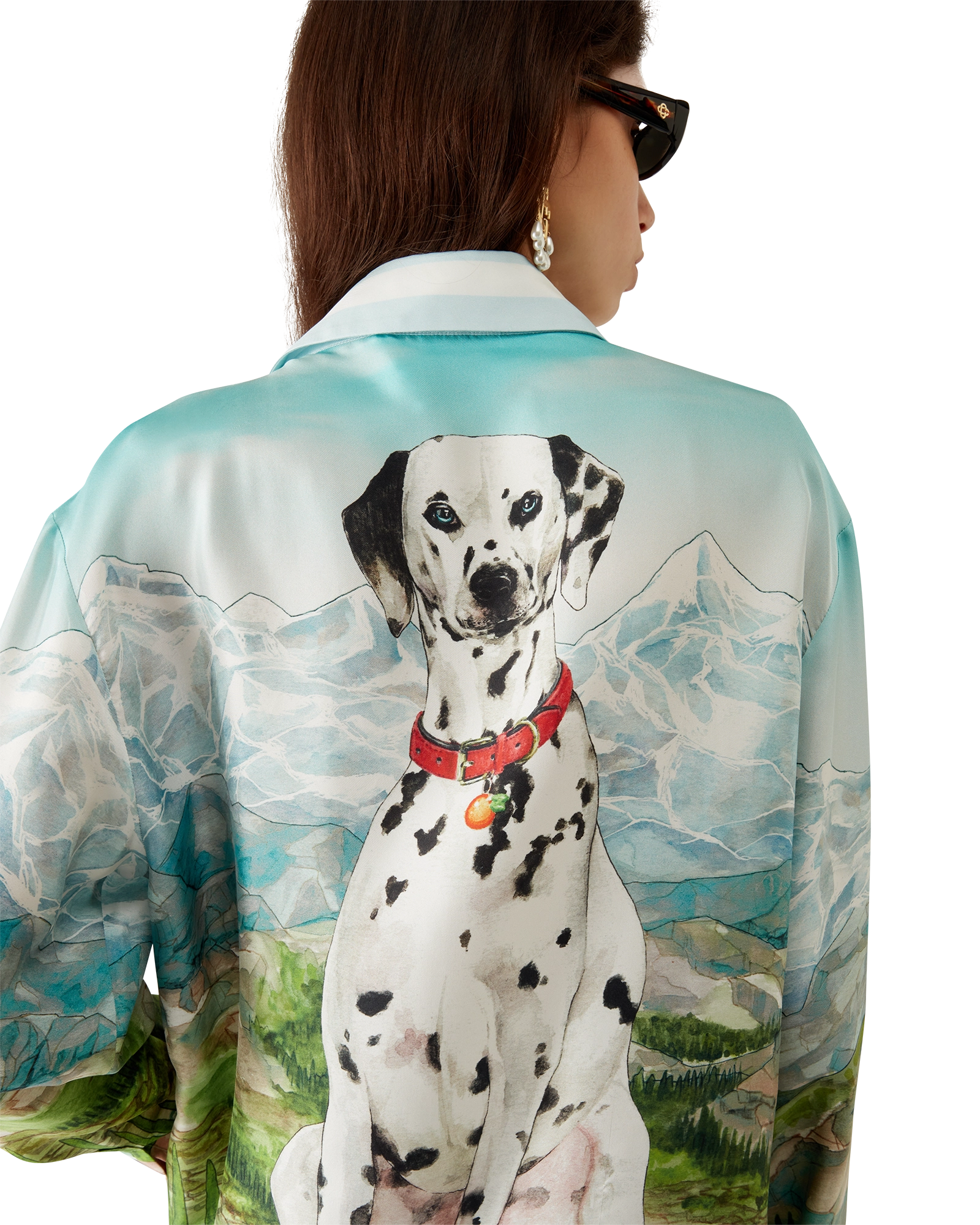 Dalmatian A La Montange Long Sleeve Silk Shirt