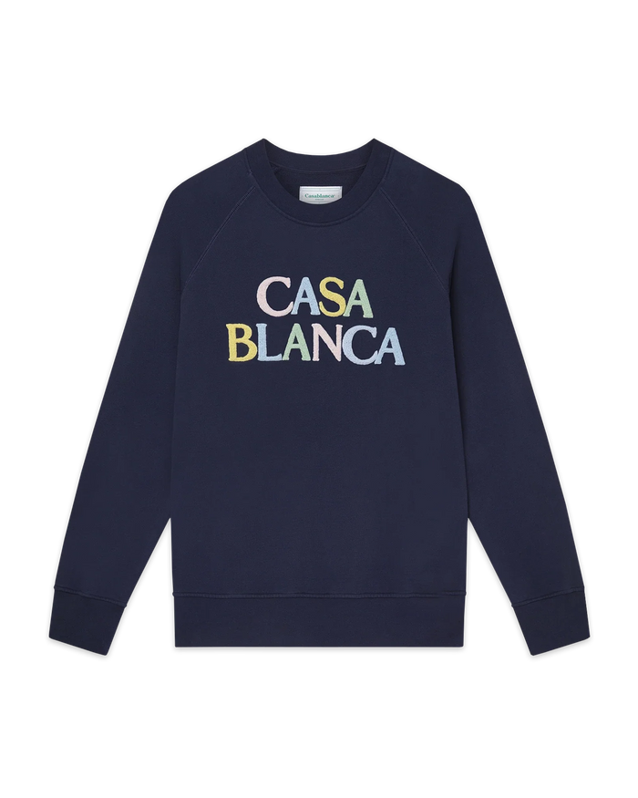 Navy Embroidered Logo Sweatshirt