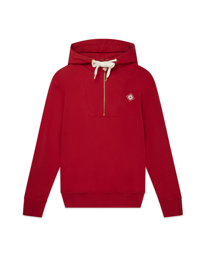 Red Half Zip Hooded Sweatshirt