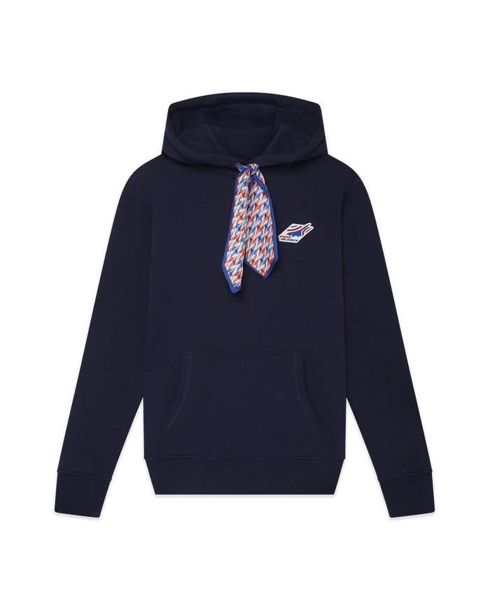 Air Casablanca Patch Silk Scarf Hooded Sweatshirt