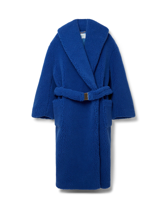 Blue Faux Shearling Coat