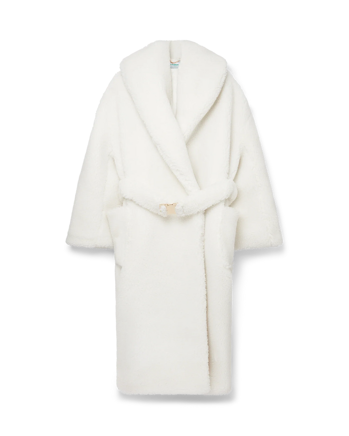 Off-White Faux Shearling Robe Coat