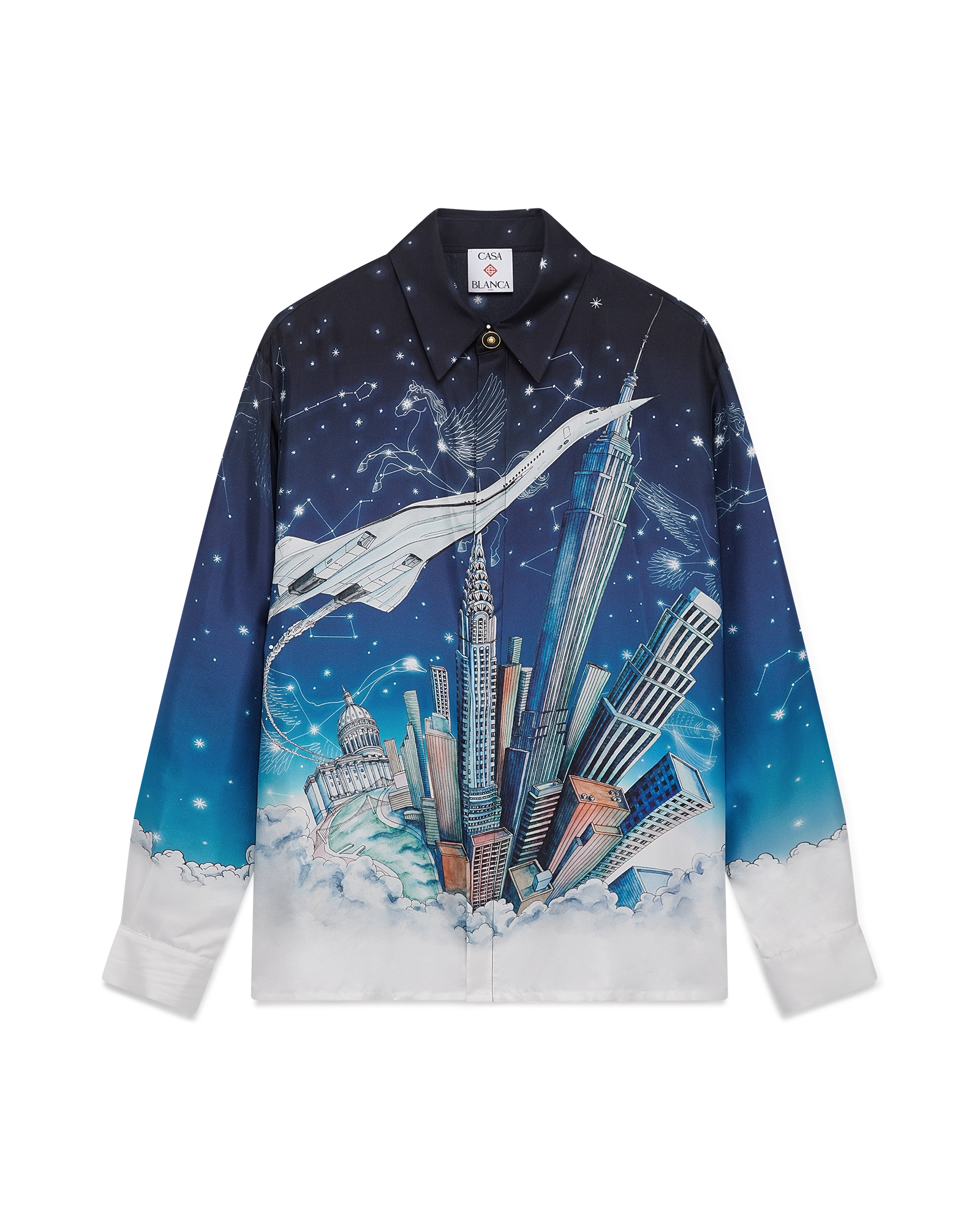 Vol De Nuit Long Sleeve Silk Shirt