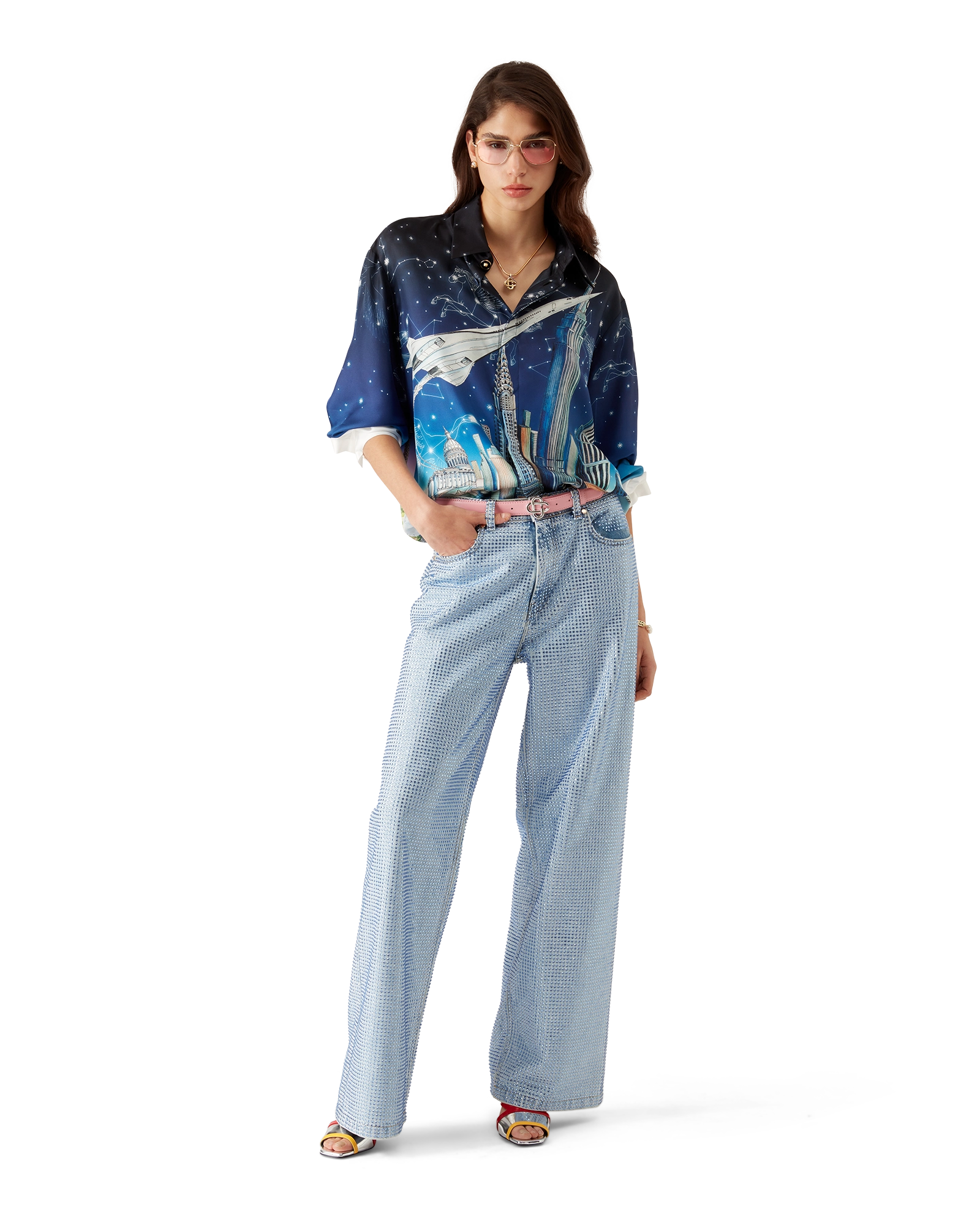 Vol De Nuit Long Sleeve Silk Shirt