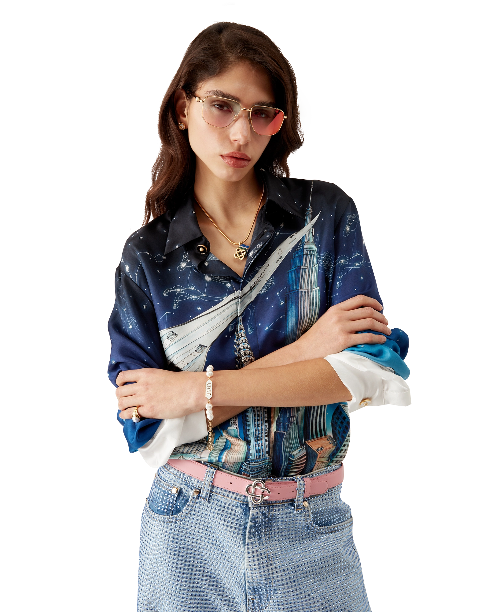 Vol De Nuit Long Sleeve Silk Shirt