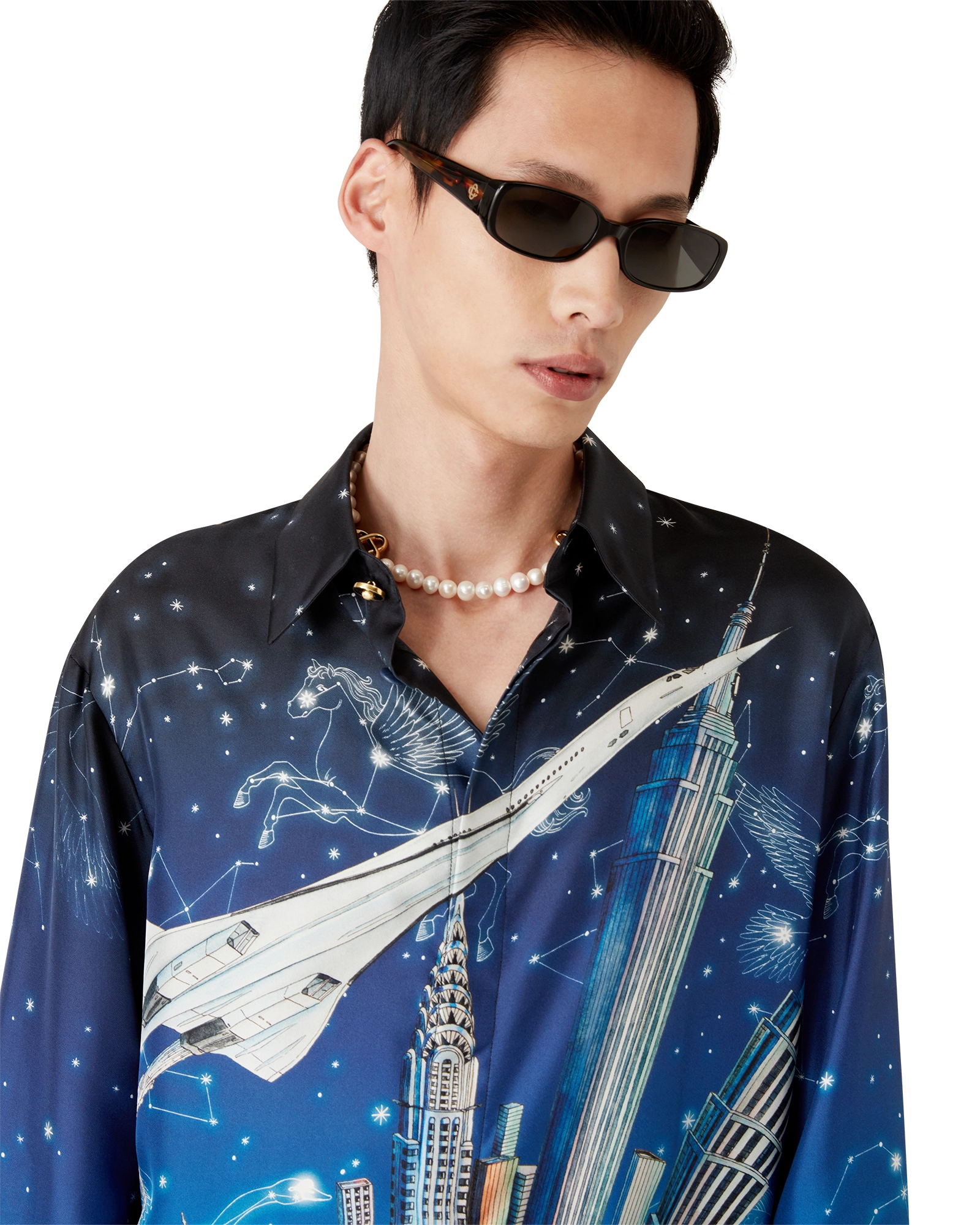 Vol De Nuit Long Sleeve Silk Shirt