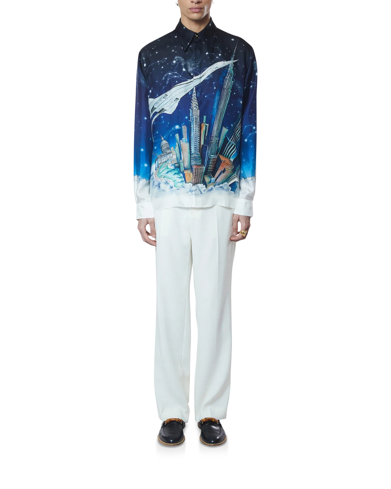 Vol De Nuit Long Sleeve Silk Shirt