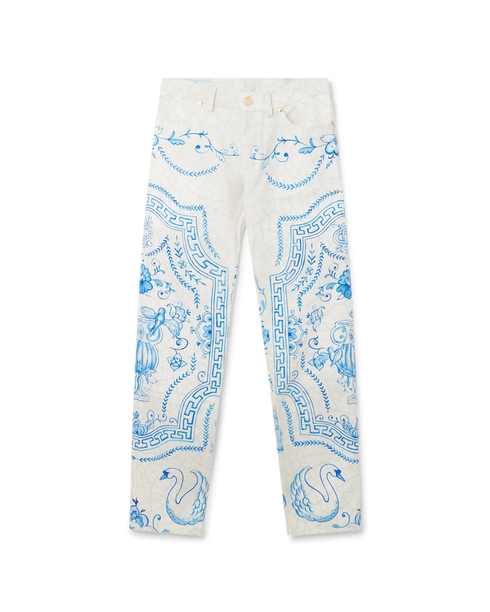 Plat A Dessert Blanc Denim Trousers