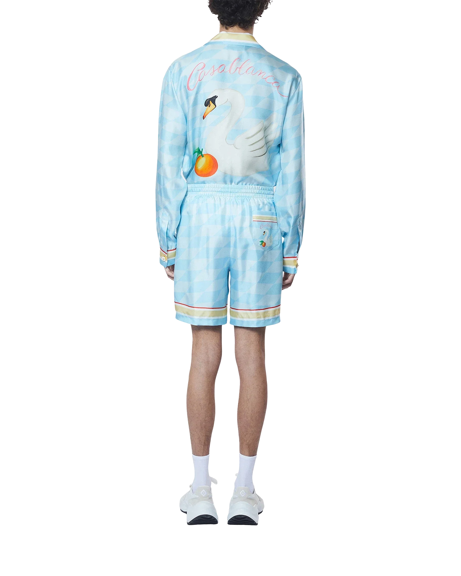 Damiers Et Cygne Bleu Silk Shorts