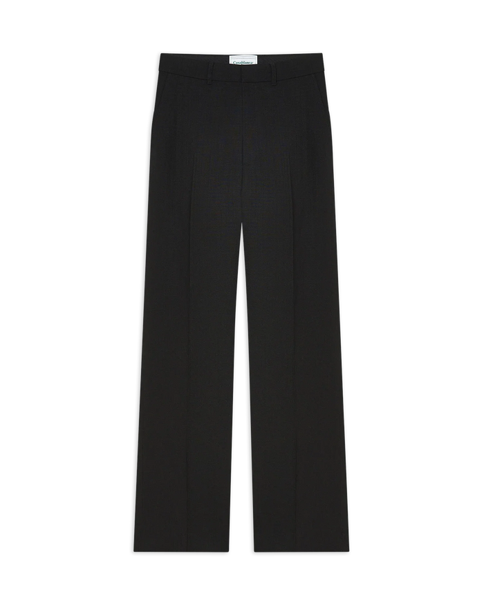 Black Silk Suiting Wide Leg Trousers