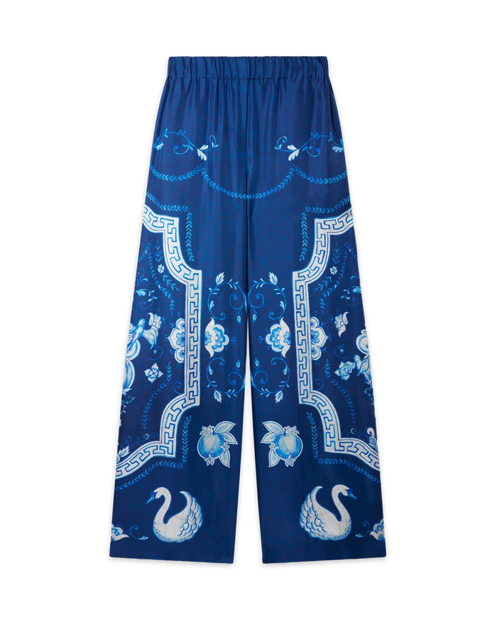 Plat A Dessert Bleu Silk Trousers