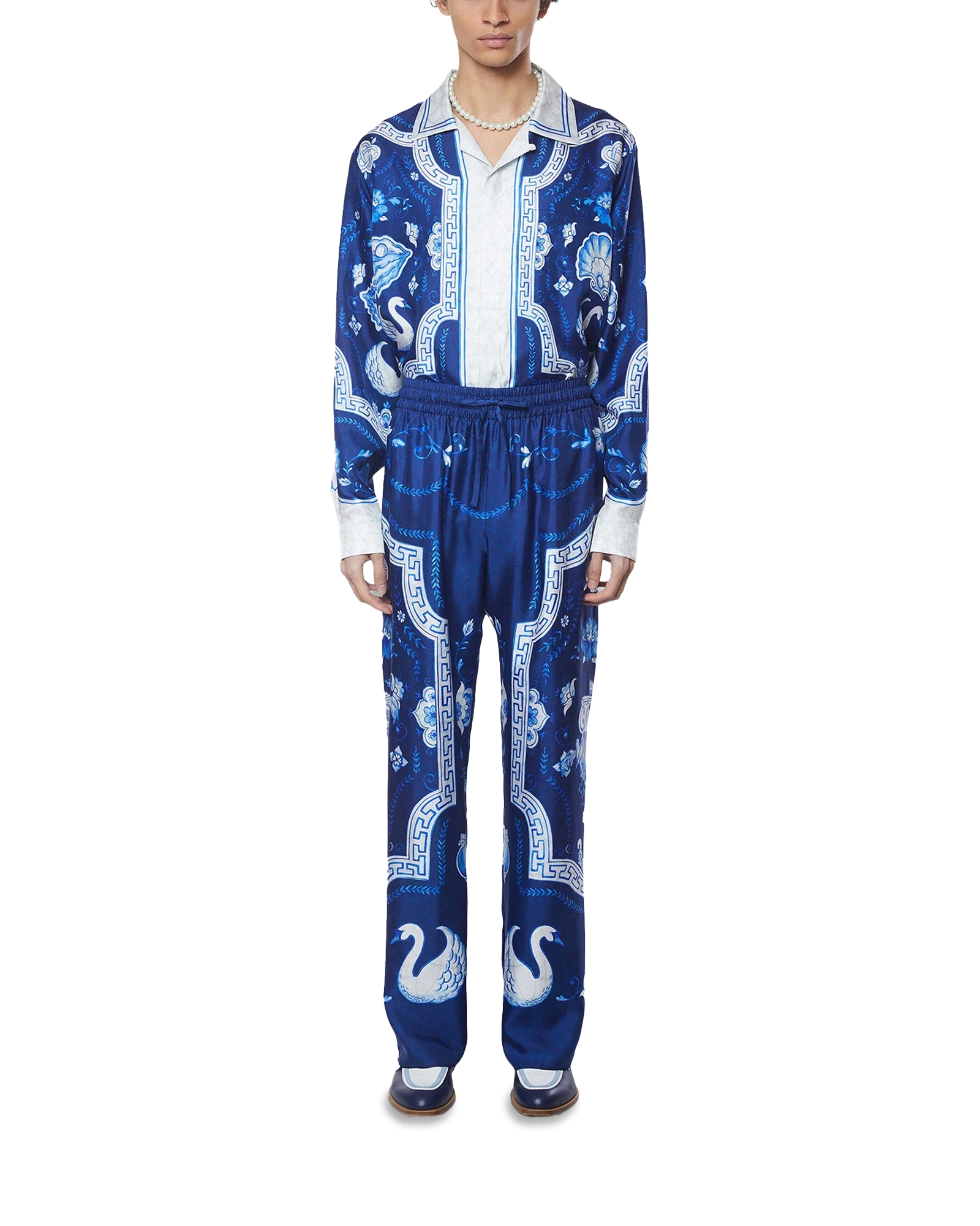 Plat A Dessert Bleu Silk Trousers
