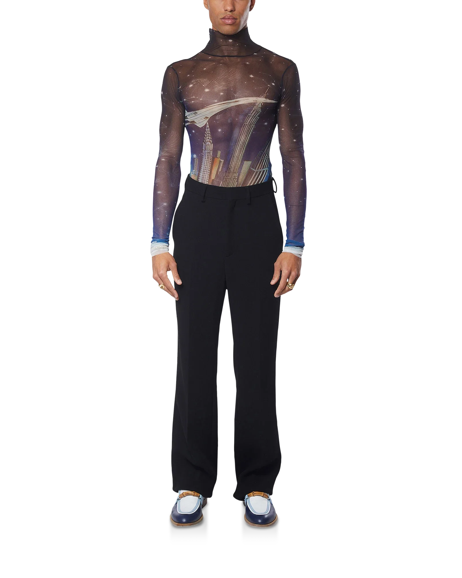 Vol De Nuit Printed Mesh Top