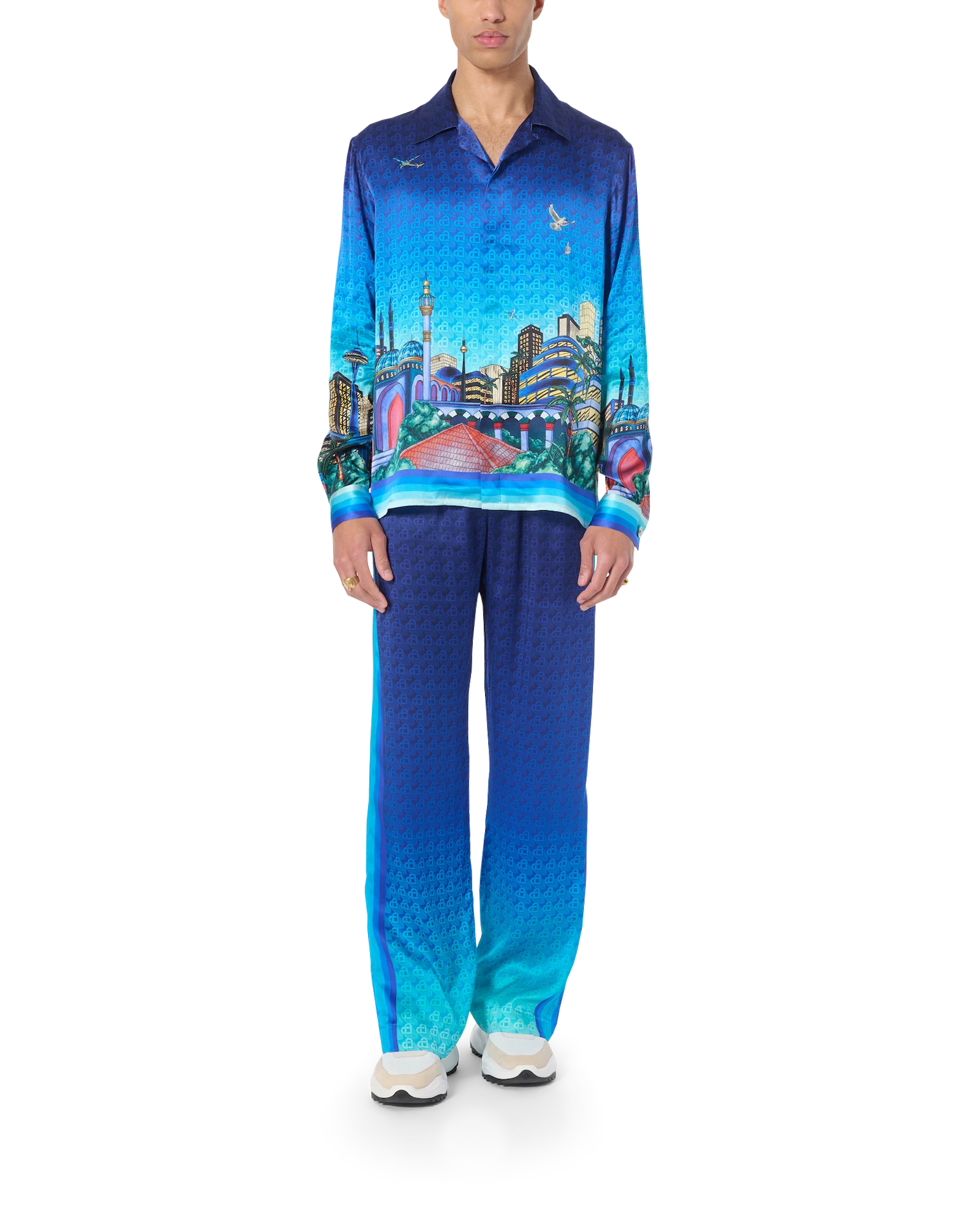 The Night View Long Sleeve Silk Shirt