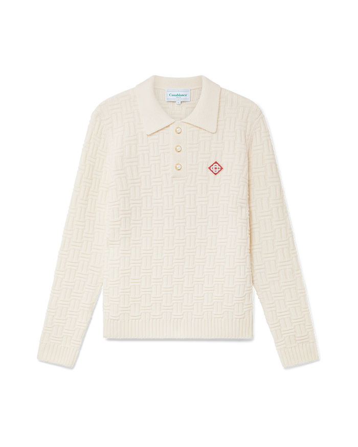 Column Knit Polo Shirt