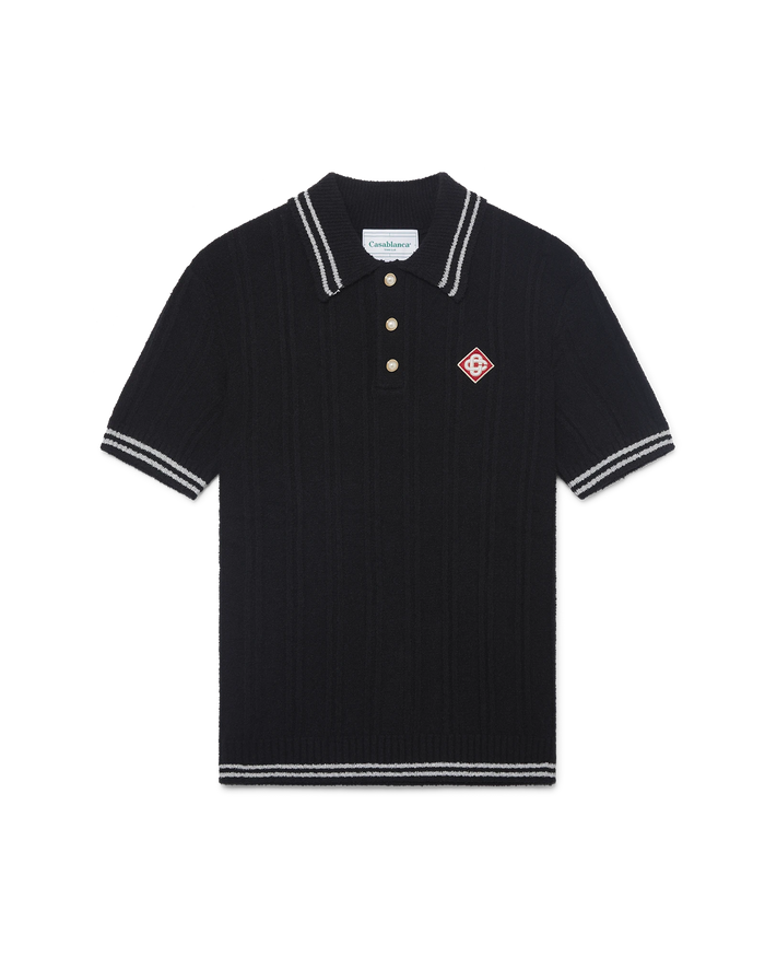 Silver Trim Boucle Polo Shirt