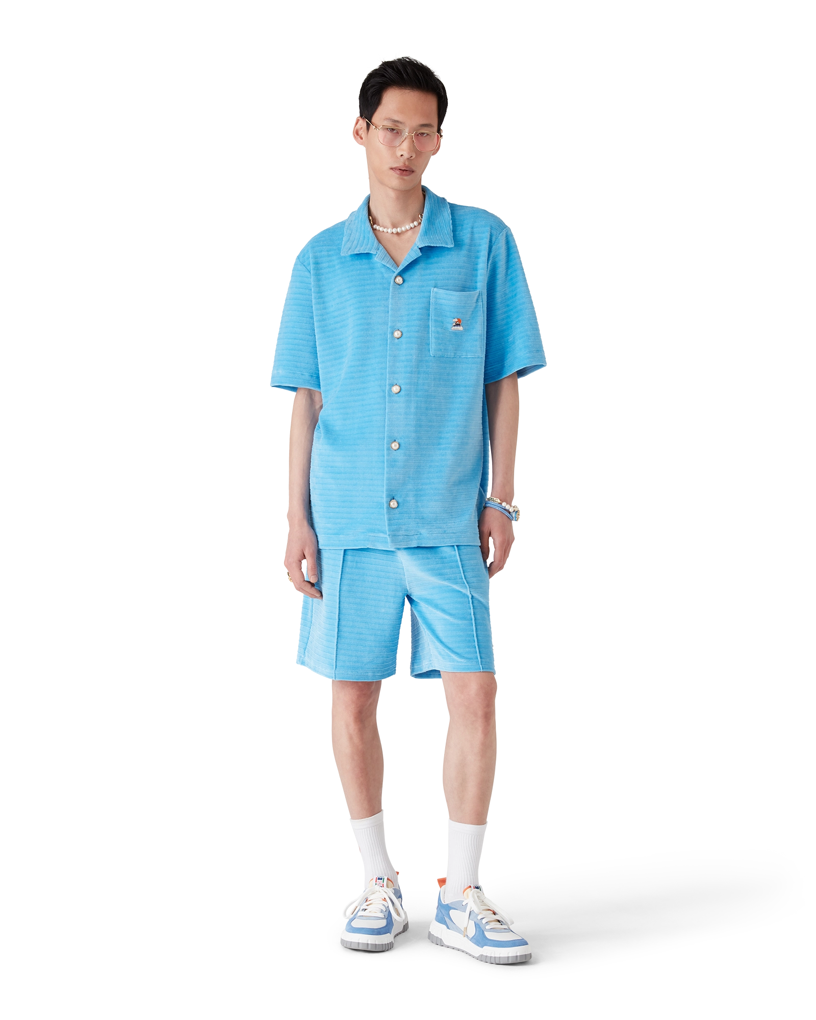 Velour Short Sleeve Stripe Shirt