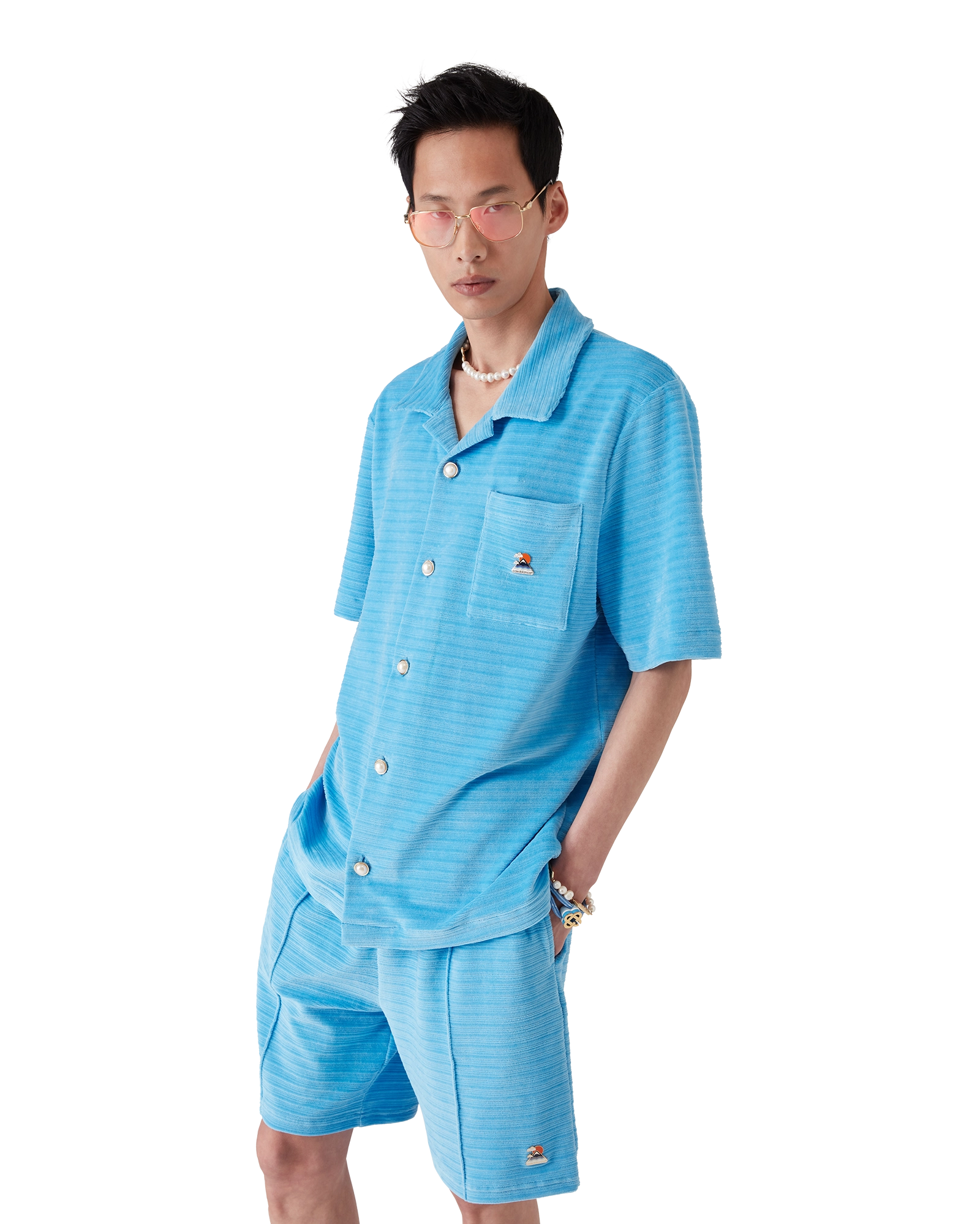 Velour Short Sleeve Stripe Shirt