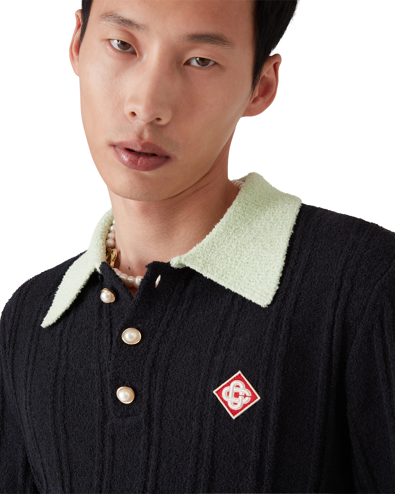 Boucle Long Sleeve Polo Shirt
