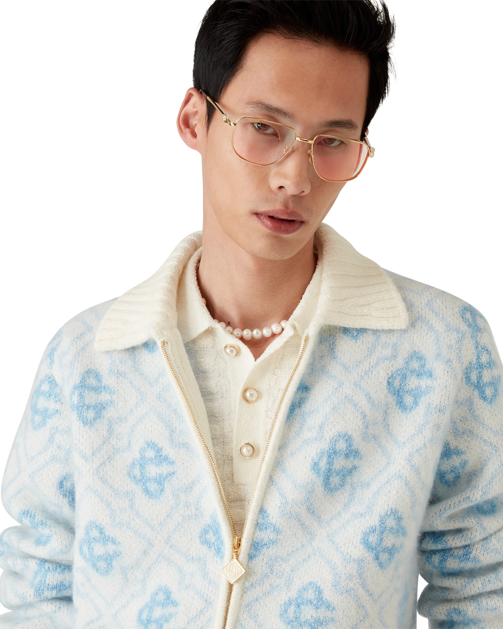 Mohair Monogram Zip Jumper