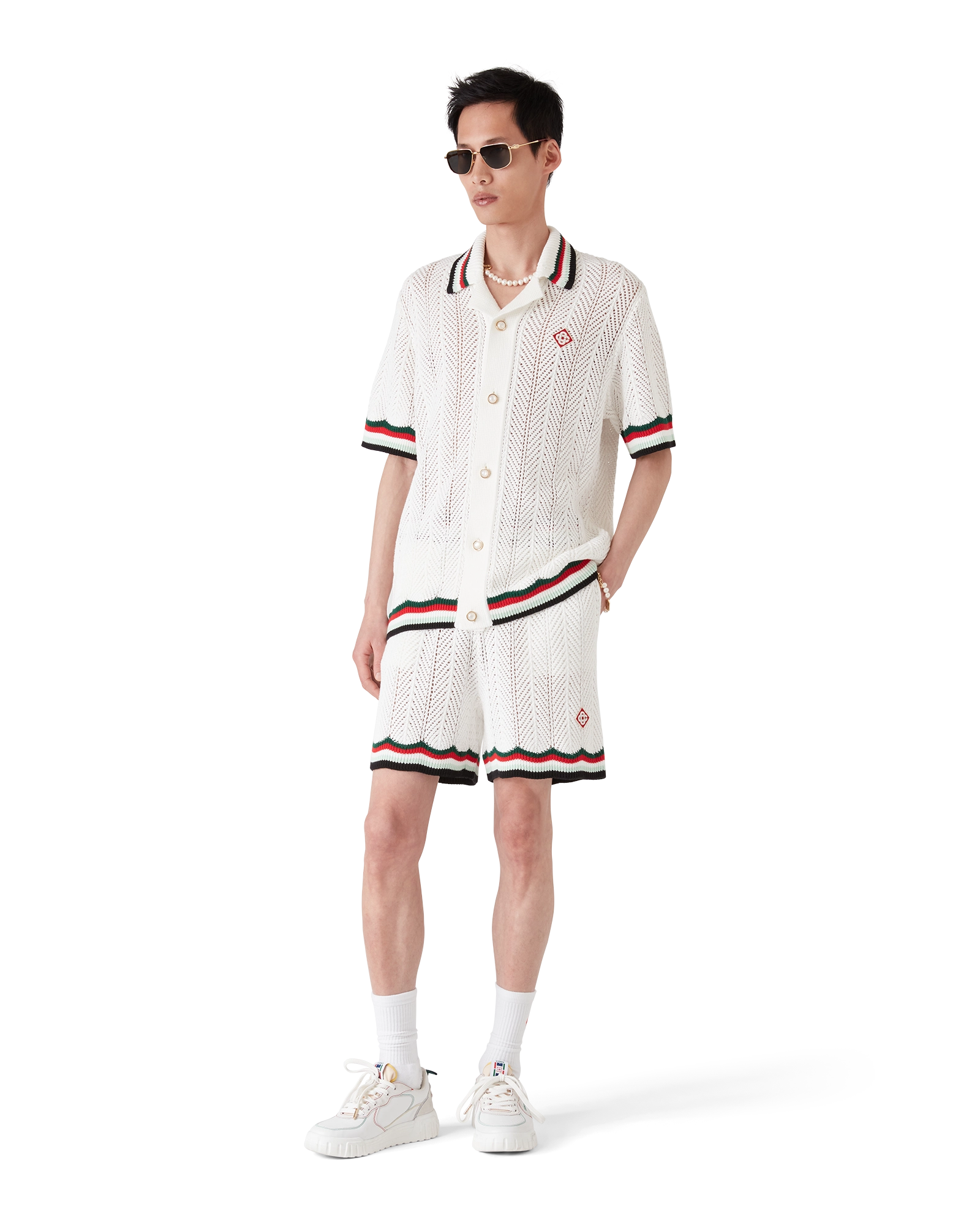 Cotton Montagne Ondulee Short Sleeve Crochet Shirt