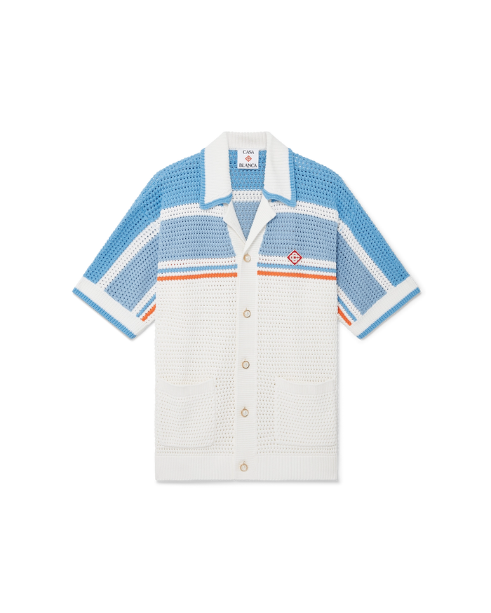 Cotton Tennis Short Sleeve Crochet Shirt – Casablanca Cotton Tennis Short Sleeve Crochet Shirt – Casablanca