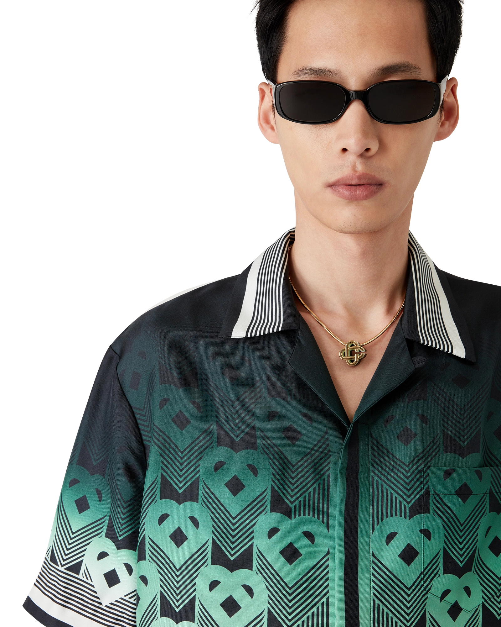 Gradient Monogram Short Sleeve Silk Shirt