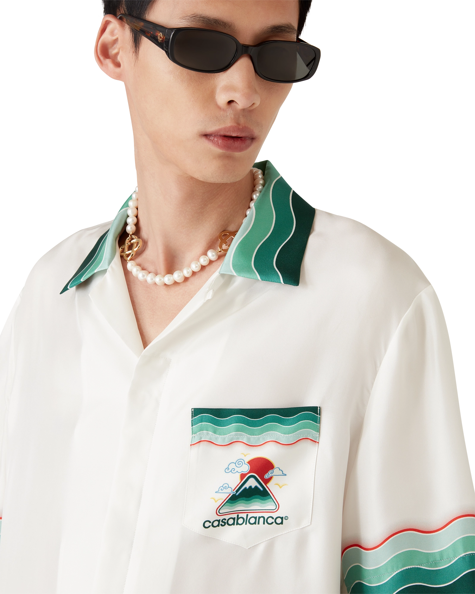 Montagne Ondulée Short Sleeve Silk Shirt