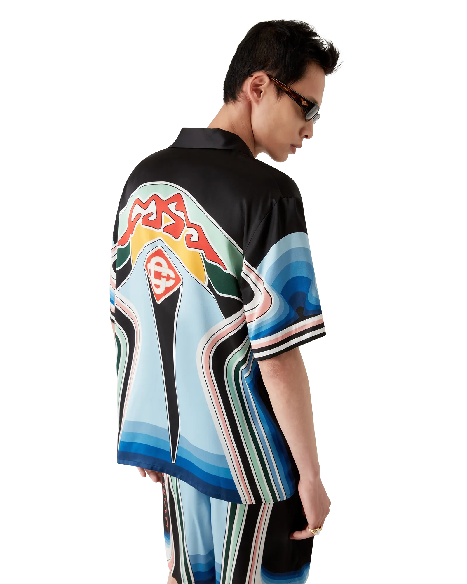 Graphic Mountain Short Sleeve Silk Shirt