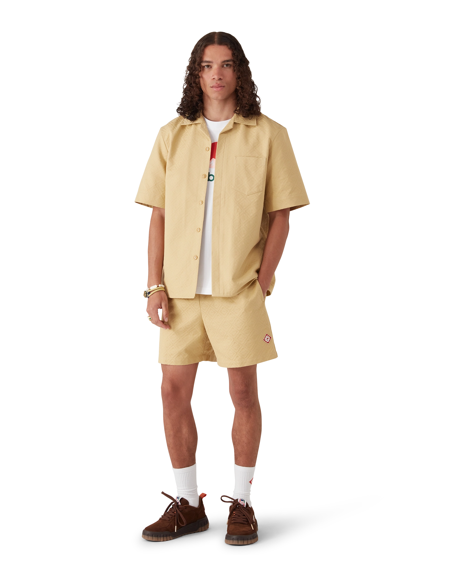 Cotton Monogram Jacquard Short Sleeve Shirt