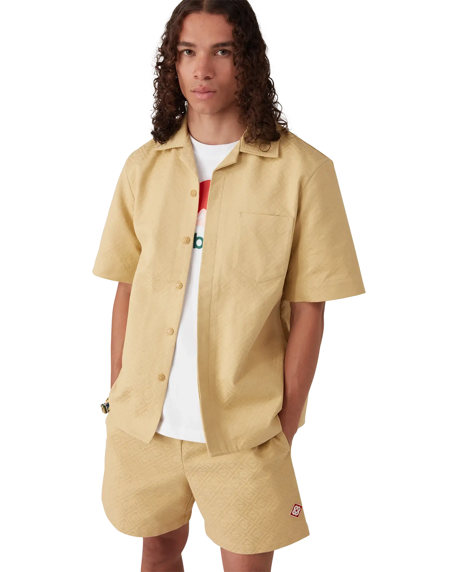 Cotton Monogram Jacquard Short Sleeve Shirt